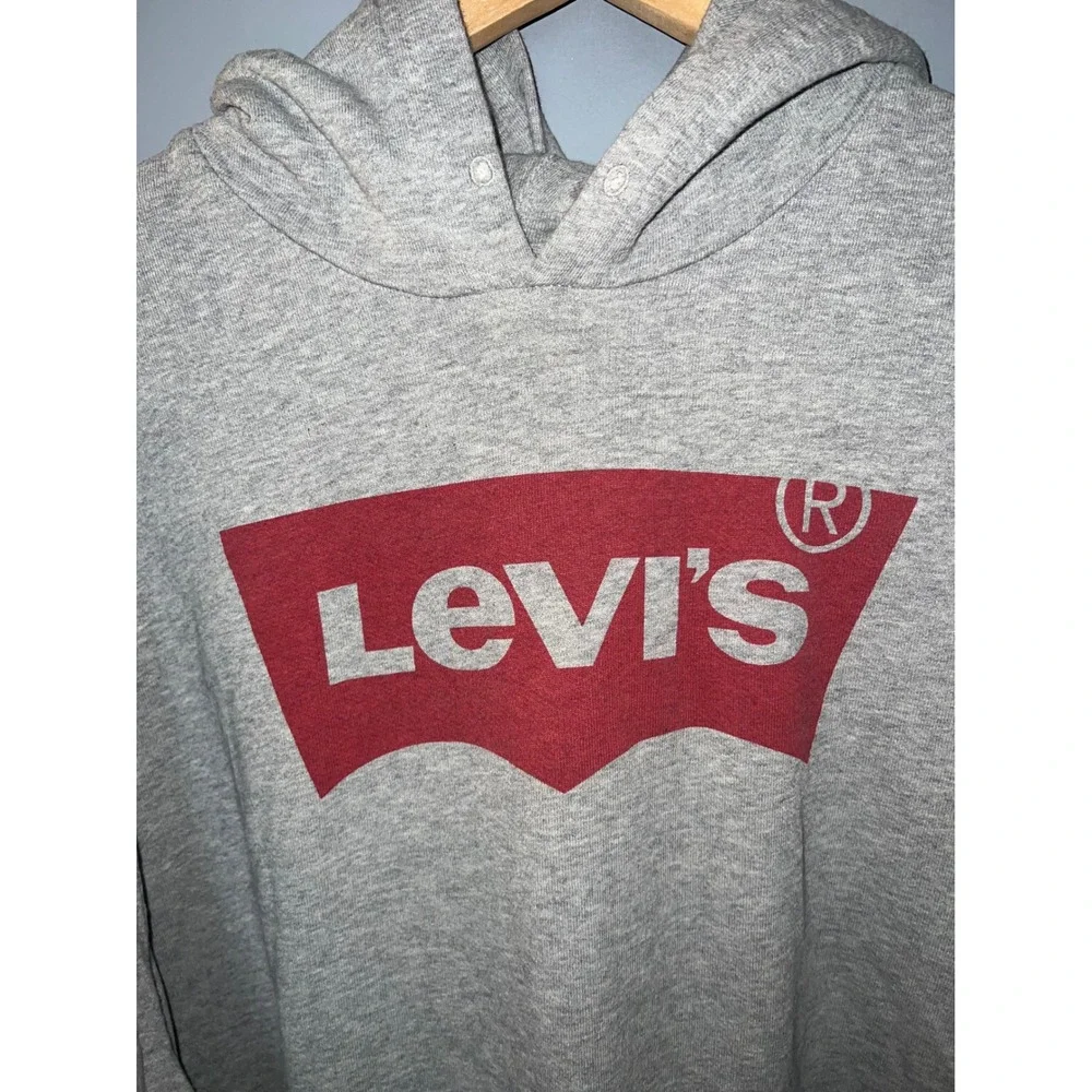 Levis Mens 3XL‎ Heather Gray Batwing Graphic Logo Pullover Hoodie Sweatshirt